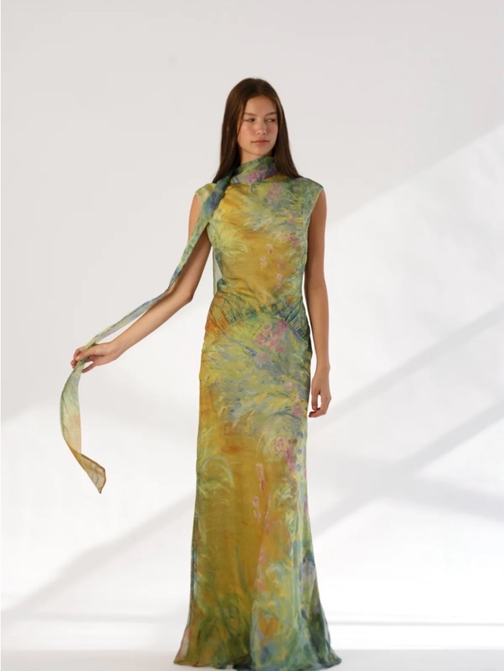 Yellow the Label Irises Maxi Dress with Scarf Neck